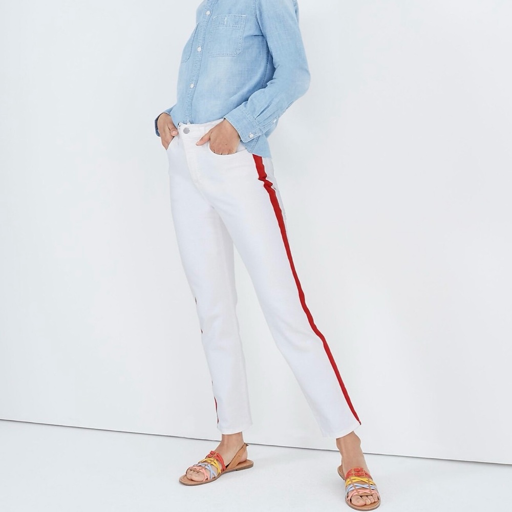 Madewell Slim Straight Stovepipe Jeans‎ in Tile White: Tuxedo Stripe Edition